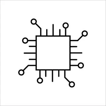 Chip processor line vector icon. Vector illustration Stock Illustration