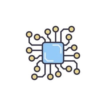 Chip Processor or Circuit Board vector concept colored icon Illustrazione stock