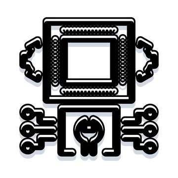 Chip processor robot character artificial intelligence concept 库存插图