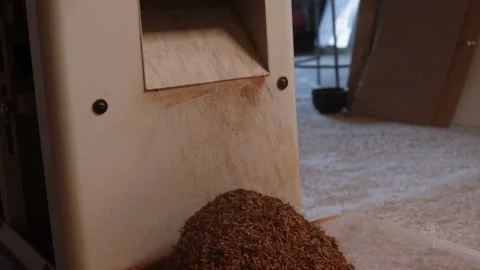 Chip production in the woodworking process on the jointer  Stock Footage 281164448