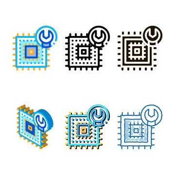 Chip repair icon vector outline variety 库存插图