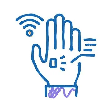 Chip rfid in palm icon doodle illustration Stock-Illustration