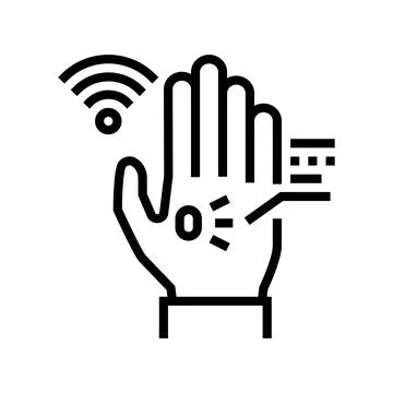 Chip rfid in palm line icon vector illustration Stock Illustration