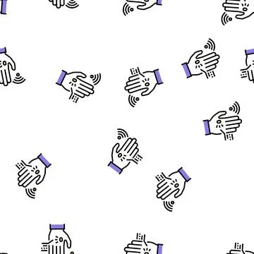 Chip rfid in palm vector seamless pattern 库存插图