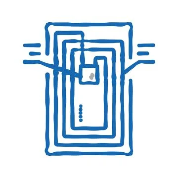 Chip rfid structure icon doodle illustration イラスト素材
