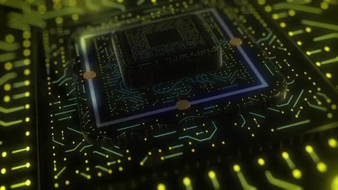 Chip technology background Cyber and antivirus security. Motherboard and cpu Stock-Footage 180246554