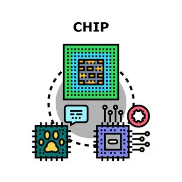 Chip technology connecting identification, processing, and hardware innovatio Stockillustratie