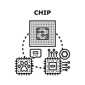 Chip technology connecting identification, processing, and hardware innovatio 库存插图
