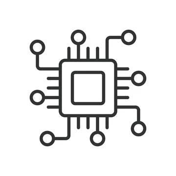 Chip technology icon in line design. microchip, processor, hardware technology イラスト素材