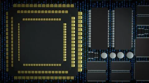 The Chip for Technology or IT concept 3d Rendering. Stock Illustration