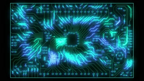 Chip Technology Surface Scifi Hud Interface Hologram Electric Background Ai Conc Stock Footage 234128277
