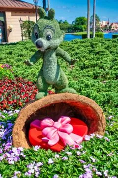 Chip topiary display figure on display at Disney World Stock Photos