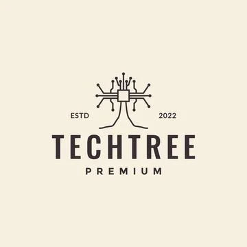 Chip tree tech line dots logo design vector graphic symbol icon illustratio.. Illustrazione stock
