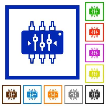 Chip tuning flat framed icons Illustrazione stock