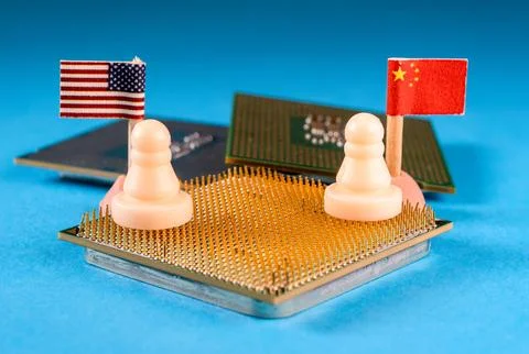 Chip War Between China and USA Stock Photos