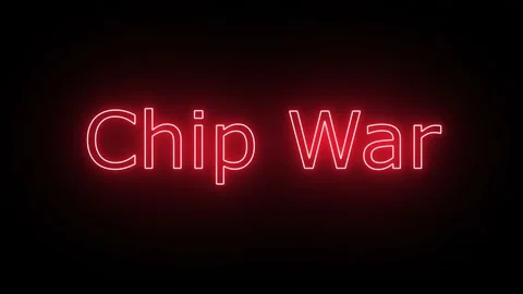 Chip War, Written in Neon Text Effect with a bit of Flicker Effect Stock Footage 239323697