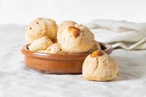 Chipa, typical Paraguayan cheese bread on white background. Photos