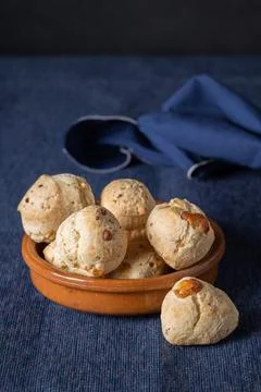 Chipa, typical Paraguayan cheese bread on a bowl. Stock Photos