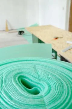 Chipboard floor installation Stock Photos