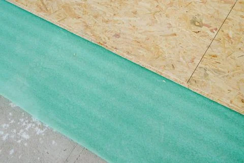 Chipboard floor installation Stock Photos