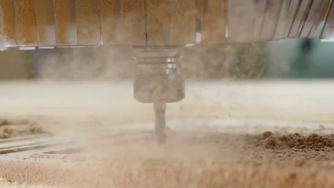 Chipboard milling on the machine with CNC closeup Stock Footage 106877091