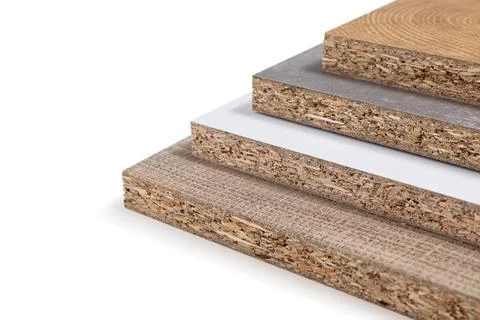 Chipboard samples on white background 库存照片
