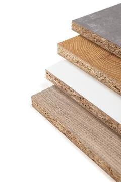 Chipboard samples on white background 库存照片