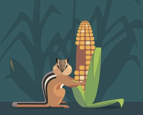 Chipmunk and corn Illustrazione stock