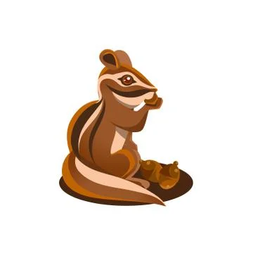 Chipmunk Eating Acorn Stock Illustration