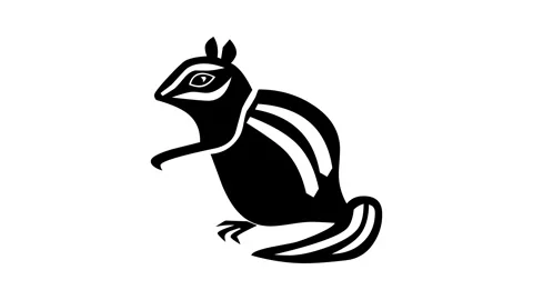 Chipmunk icon shape animated black color in white background Stock Footage 264643945
