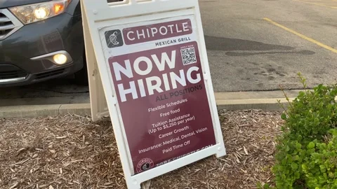 Chipotle Now Hiring Sign Stock Footage 157994262
