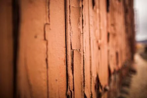 Chipped Paint on an Old Rusty Red Wooden Boxcar Stock Photos