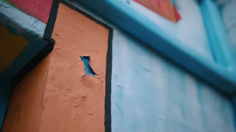 Chipped paint texture on Bepi Sua's house, Burano Stock Footage 271222128