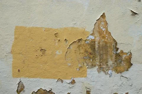 Chipped paint wall yellow rectangle Stock Photos