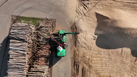 Chipper Machine on Wood Waste Recycling. Stock Footage 201753737
