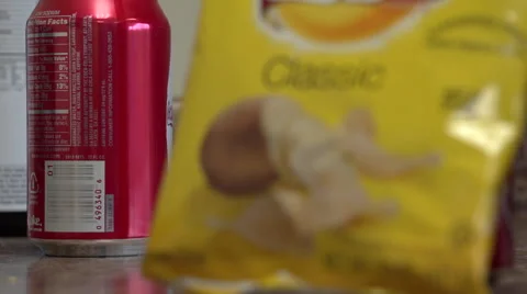 Chips and Soda Rack Focus Video stock 42131513