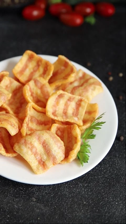 Chips bacon crispy rashers corn snacks f... | Stock Video | Pond5