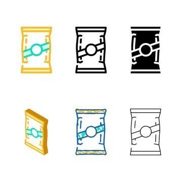 Chips bag color icon vector flat pack Stock Illustration