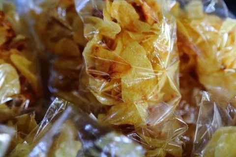Chips in bag Stock Photos