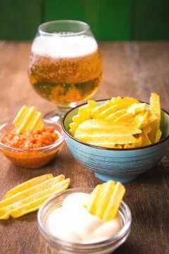 Chips with beer Stock Photos