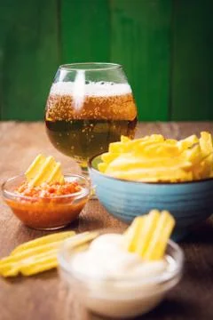 Chips with beer Stock Photos