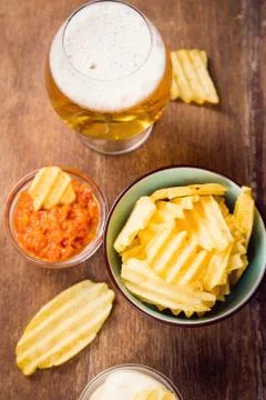 Chips with beer Stock Photos