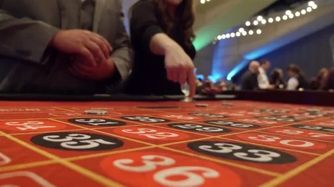 Chips being placed on a Roulette Table Stock Footage 71114886