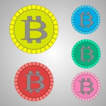 Chips with bitcoin symbol Stock Illustration