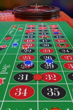 Chips on a casino roulette table. Selective focus. 3d illustration. Stock Illustration