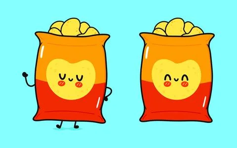 Chips character. Vector hand drawn cartoon kawaii character illustration ic.. Stock Illustration