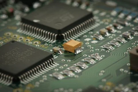 Chips on circuit board Stock Photos