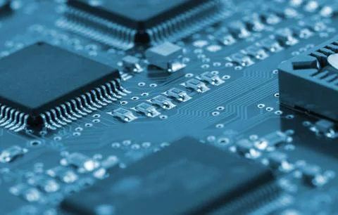 Chips on circuit board Stock Photos