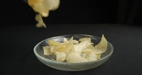 Chips close-up falling in studio 4K Stock-Footage 277001885