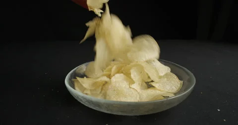 Chips close-up falling in studio 4K Stock-Footage 277001912